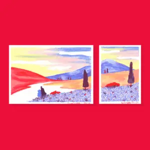 Association de 2 illustrations au pastel