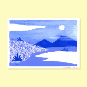 Illustration Venus au pastel bleu